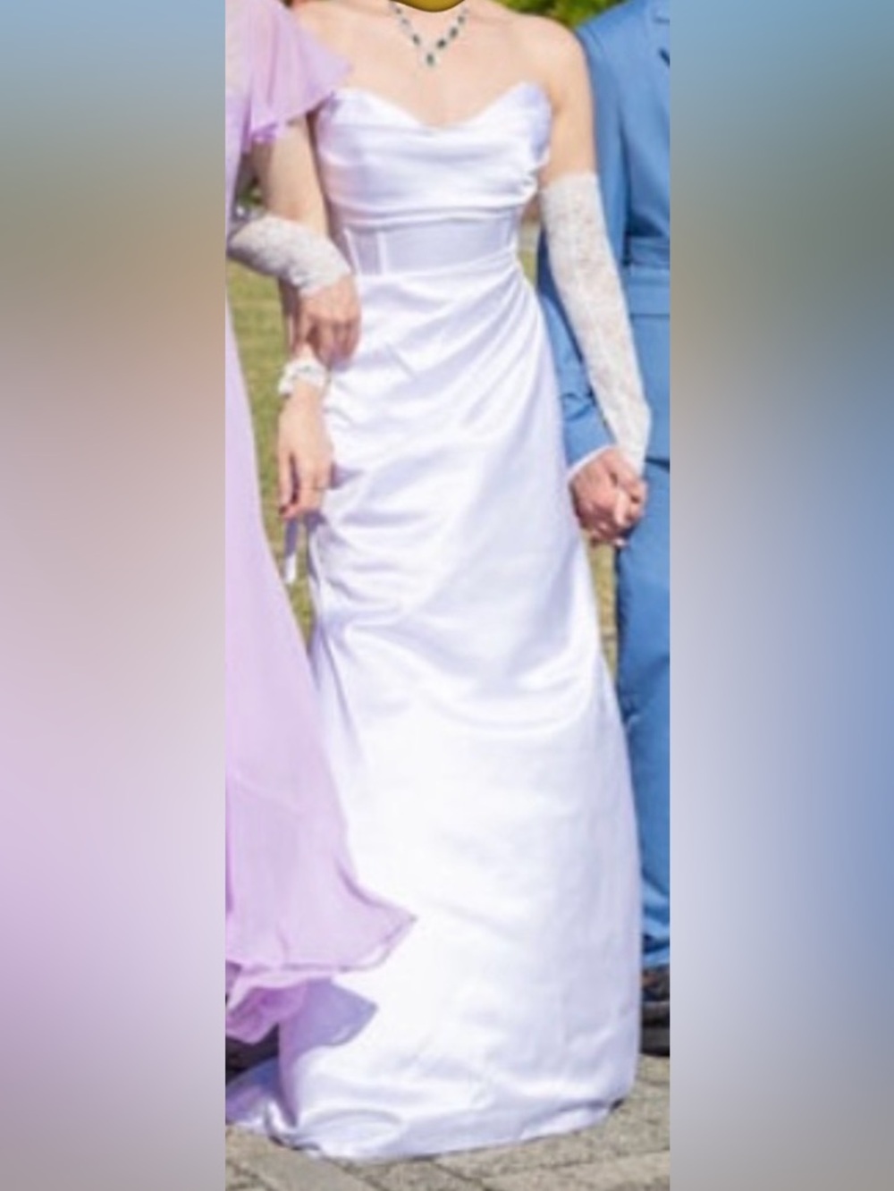 Strapless White Satin wedding Dress boning corset bodice